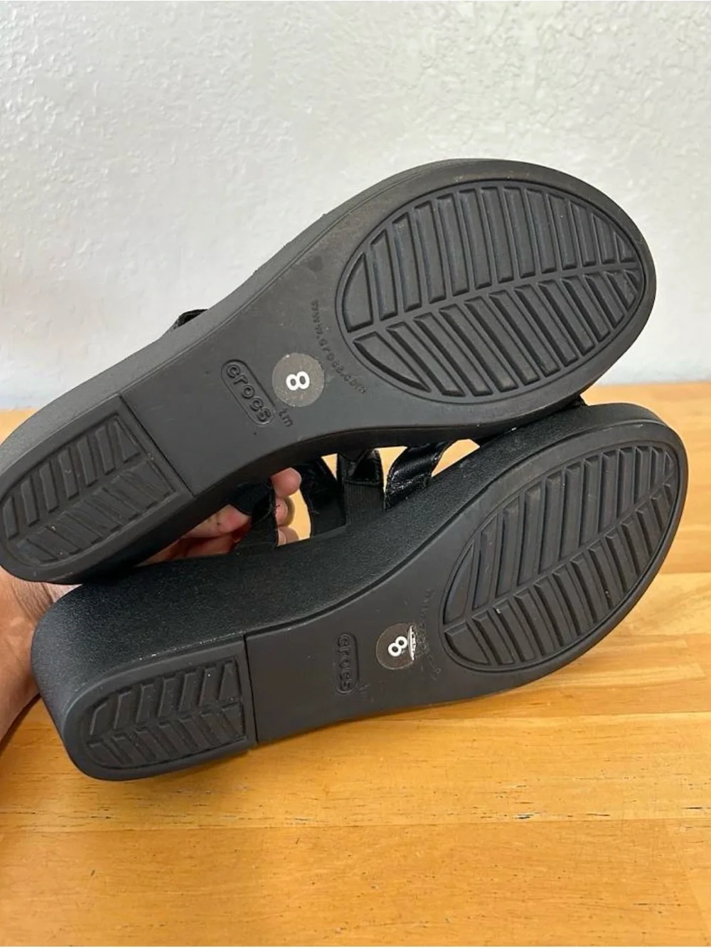 Crocs Dual Comfort Black Wedge Slide Sandals Women’s Size 8